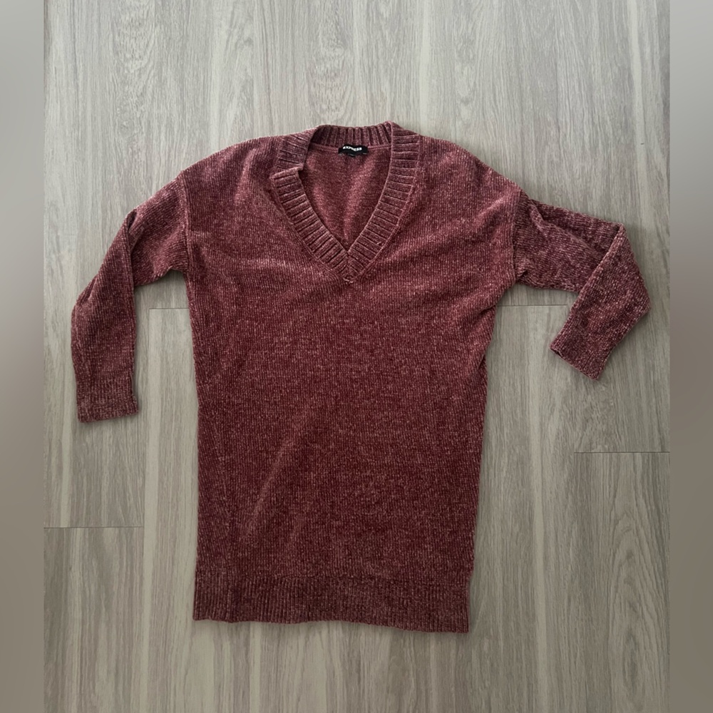 Express Burgundy V-Neck Sweater xsmall